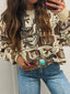 Graphic Round Neck Long Sleeve Sweater