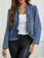 Ruffle Trim Cropped Denim Jacket