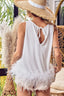BiBi French Terry Faux Feather Bottom Back Tied Top