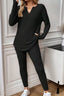 Notched Long Sleeve Top & Pants Set