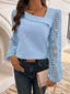 Asymmetrical Lace Long Sleeve Blouse