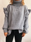 Ruffled Turtleneck Long Sleeve Sweater