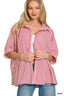 Zenana Oversized Stripe Button Down Shirt