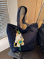 Denim Shoulder Bag with Cute Charm