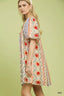 Umgee Mixed Print Puff Sleeve Mini Dress