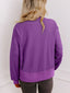 Solid Color Raw Seam Patchwork Ribbed Drop Shoulder Sweatshirt