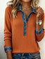 Full Size Denim Trim Button Front Ribbed Knit Top Plus Size