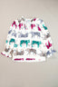 Printed Tie Neck Long Sleeve Blouse