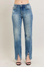 Judy Blue Full Size High Waist Vintage Wash Front Seam & Slit Straight Plus Size
