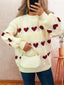 Heart Pattern Dropped Shoulder Sweater