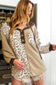 Leopard Drawstring Chest Pocket Hoodie