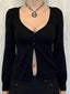 Long Sleeve V-Neck Button Front Cardigan