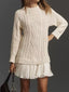 Full Size Cable-Knit Mini Sweater Dress Plus Size