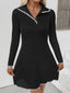 Contrast Trim Texture Long Sleeve Sweater Dress