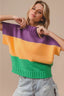BiBi Mardi Gras Color Block Drop Shoulder Sweater Top