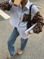 Striped & Leopard Print Button Up Shirt