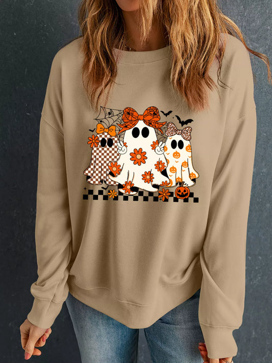 Halloween Ghost Graphic Drop Shoulder Sweatshirt