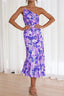 Ruched Printed Single Shoulder Midi Dress