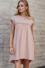 Frilled Trim Crew Neck Cap Sleeve Loose Fit Mini Dress