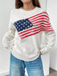 US Flag Round Neck Long Sleeve Sweater
