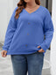 Plus Size V-Neck Dropped Shoulder Blouse