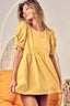 BiBi Cotton Span Knit with Puff Sleeve Baby Doll Top
