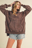 Aemi + Co Exposed Seam Side Slit Hoodie with Kangaroo Pocket