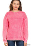 Zenana Acid Wash French Terry Exposed-Seam Pullover