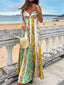 Floral Print Sweetheart Neck Maxi Dress