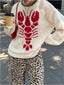 Lobster Round Neck Dropped Shoulder Sweater