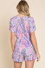 BOMBOM Print Short Sleeve Romper with Pockets