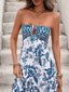 Floral Print Strapless Maxi Dress