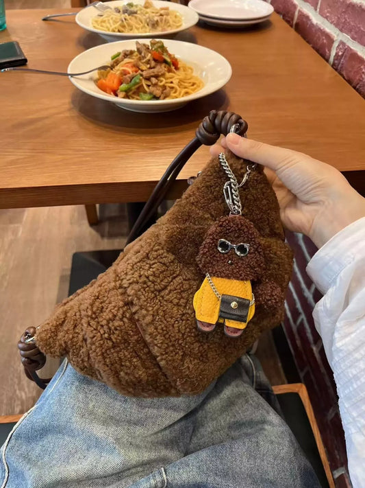 Knot Strap Furry Crossbody Bag