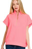 Zenana Ribbed High Neck Half Zip Top