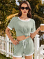 Ribbed Short Sleeve Top and Shorts Set