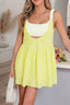 Faux Two Piece Gingham Contrast Patchwork Loose Mini Dress