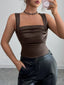 Leather-Look Ruched Tank