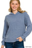Zenana Ribbed Long Sleeve Hoodie