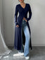V-Neck Button-Front Longline Cardigan