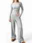Round Neck Long Sleeve Top and Pants Set