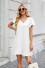 Tied Button Up Short Sleeve Mini Shirt Dress