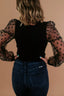 Mesh Patchwork Square Neck Blouse