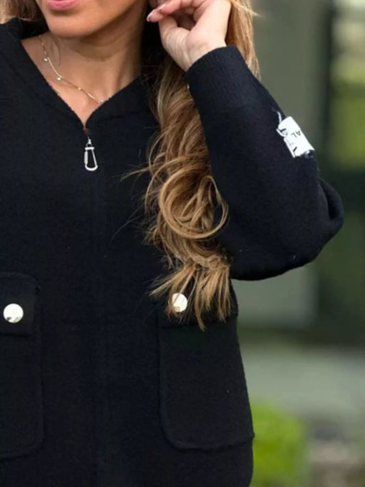 Full Size Zip-Up Long Sleeve Outerwear Plus Size