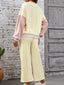 Color Block Round Neck Top and Pants Set