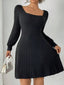 Butterfly Back Ribbed Square Neck Dress
