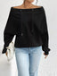 Full Size Off-Shoulder Drawstring Long Sleeve Top Plus Size