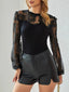 Lace Long Sleeve Round Neck Blouse