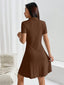 Ribbed Short Sleeve Mini Shirt Dress