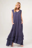 And The Why Washed Cotton Gauze Fringe Detail Tiered Dress