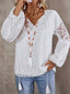 Tassel Tie Neck Balloon Sleeve Lace Top